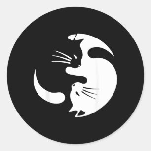 Yin Yang Cat Symbol Cute Black And White Cat Kitty Classic Round Sticker