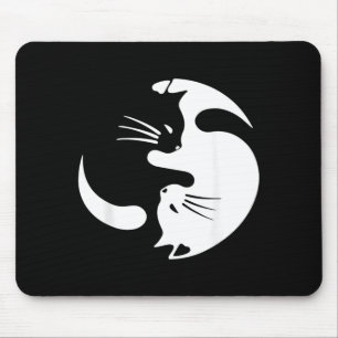 Yin Yang Cat Symbol Cute Black And White Cat Kitty Mouse Mat