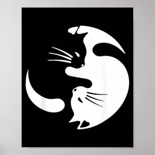 Yin Yang Cat Symbol Cute Black And White Cat Kitty Poster