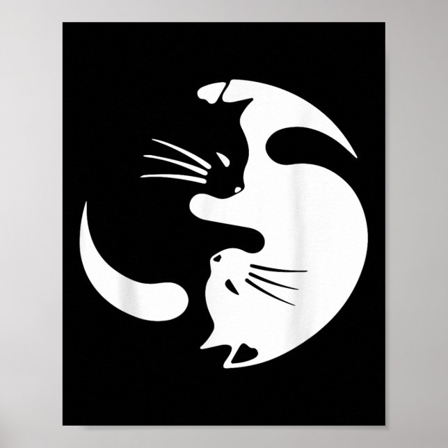 Yin Yang Cat Symbol Cute Black And White Cat Poster (Front)