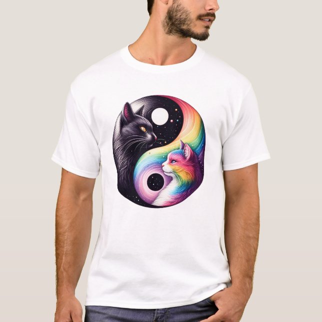 Yin Yang Cat Transgender Pride LGBT Gay Lesbian T-Shirt (Front)