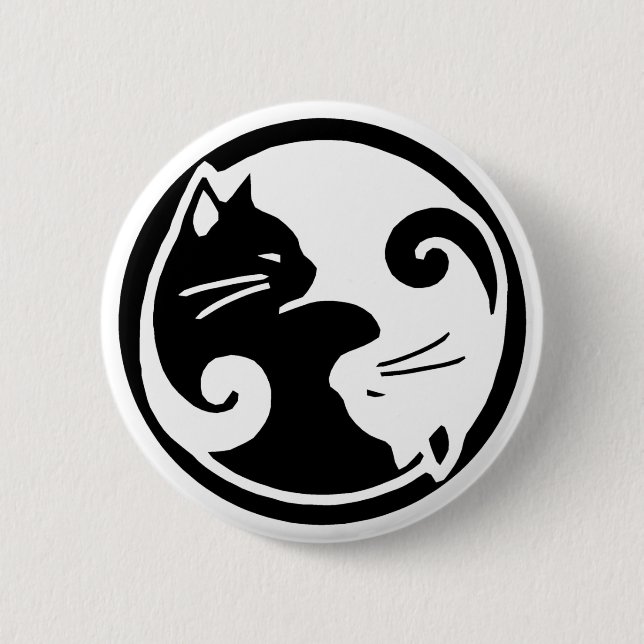 Yin Yang Cats 6 Cm Round Badge (Front)