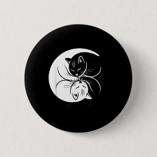 Yin Yang Cats Black And White Cute Cat Lover Zen 6 Cm Round Badge