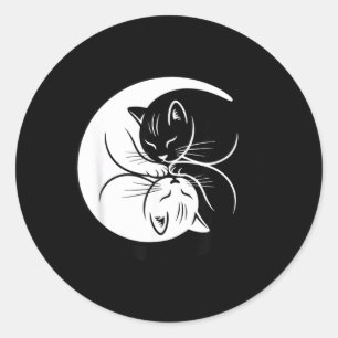 Yin Yang Cats Black And White Cute Cat Lover Zen Classic Round Sticker