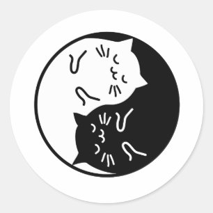 Yin Yang Cats Classic Round Sticker