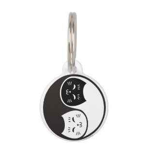 Yin Yang Cats in Black and White Pet Tag