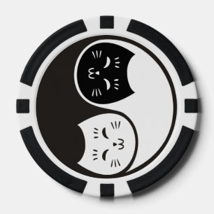 Yin Yang Cats in Black and White Poker Chips