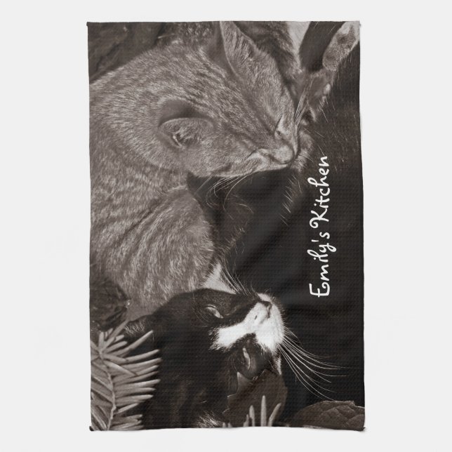Yin Yang Cats Tea Towel (Vertical)