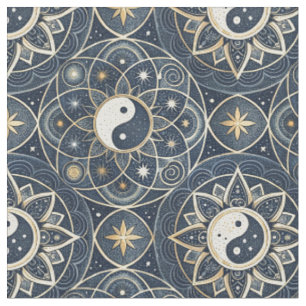 Yin Yang Celestial Harmony Mandala Design Pattern Fabric