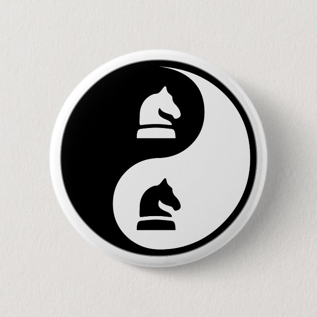 Yin Yang Chess 6 Cm Round Badge (Front)