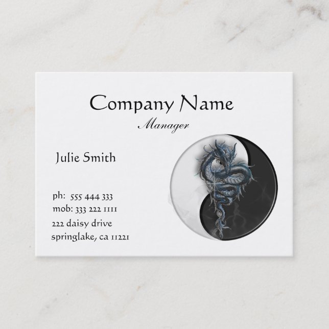 Yin Yang Chinese Dragon Business Card (Front)