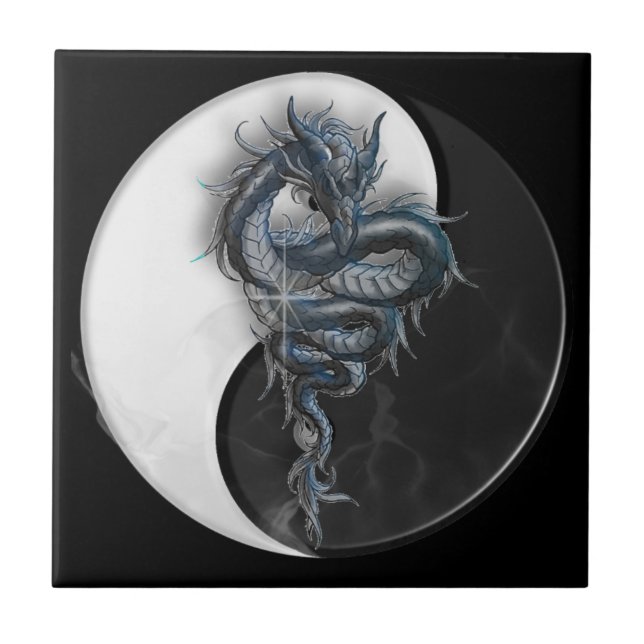 Yin Yang Chinese Dragon Tile (Front)
