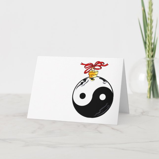 Yin & Yang Christmas Ball Holiday Card (Front)