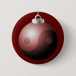 Yin Yang Christmas Ball in Red 6 Cm Round Badge
