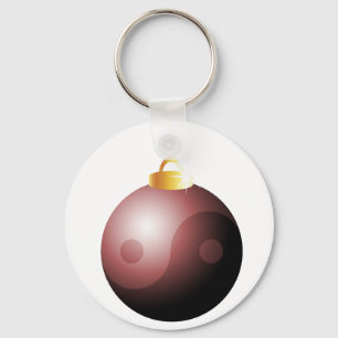 Yin Yang Christmas Ball in Red Key Ring
