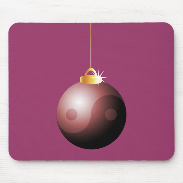 Yin Yang Christmas Ball in Red Mouse Mat (Front)