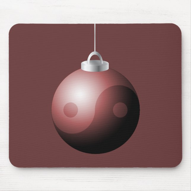 Yin Yang Christmas Ball in Red Mouse Mat (Front)