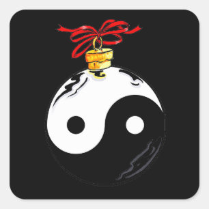 Yin & Yang Christmas Ball Square Sticker