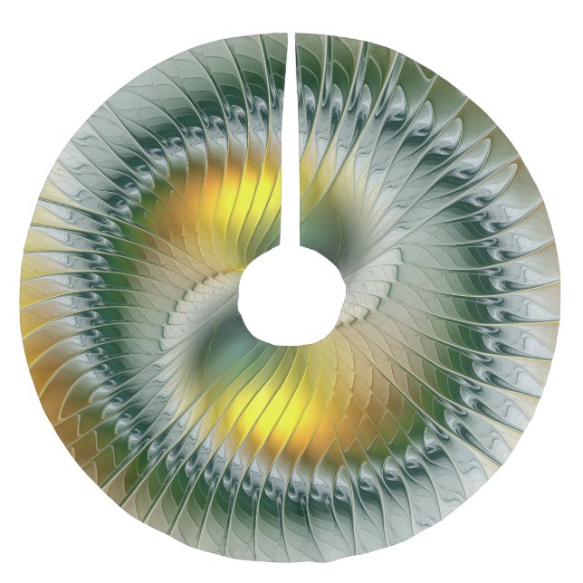 Yin Yang Christmas Colours Abstract Fractal Art Brushed Polyester Tree Skirt (Front)