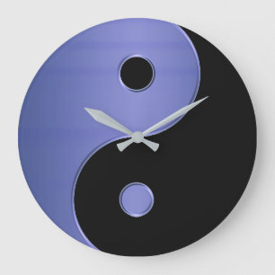 Yin Yang Clock in Light Blue Silver and Black
