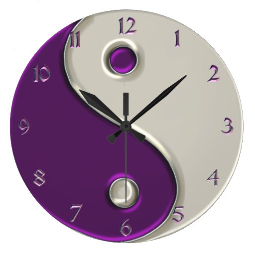 Image of Yin Yang Clock in Purple and While
