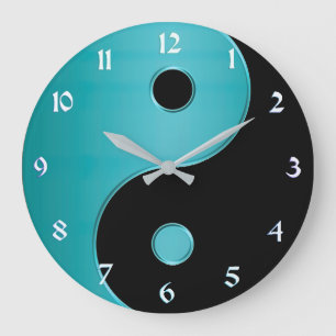 Yin Yang Clock in Turquoise and Black