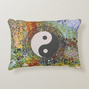 Yin Yang Colourful Grunge Decorative Cushion