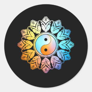 Yin Yang Colourful Mandala Chinese Tao Qigong Tai Classic Round Sticker