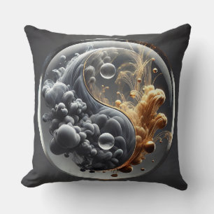 Yin Yang Concept with Fluid Patterns Cushion