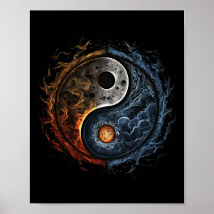 Yin Yang Cosmic Duality Art For Meditation And Pea Poster