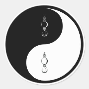 Yin Yang Crane Classic Round Sticker