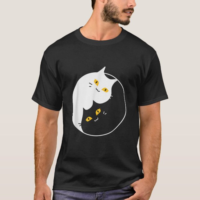 Yin Yang Cute Cat Animal Cat Spiritual Pet Kitty   T-Shirt (Front)
