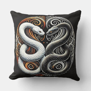Yin Yang Design Featuring Two Snakes Cushion