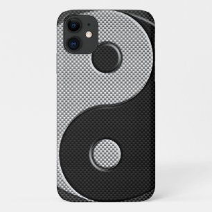 Yin Yang Design in Carbon Fibre Print Style iPhone 11 Case