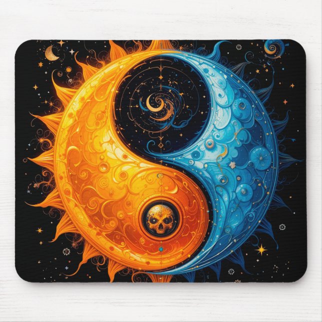 Yin Yang Design Representing Sun and Moon Mouse Mat (Front)