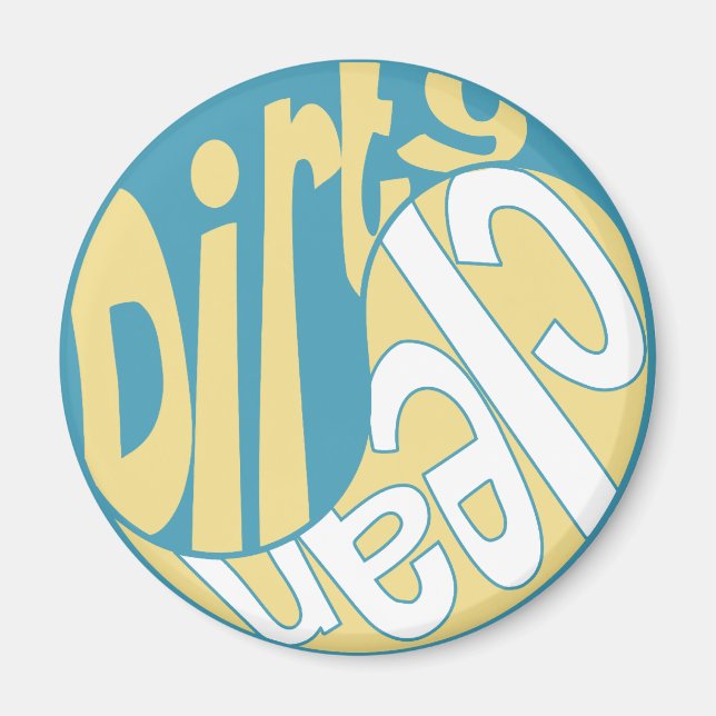 Yin Yang Dirty Clean Dishwasher Magnet Yellow/Aqua (Front)