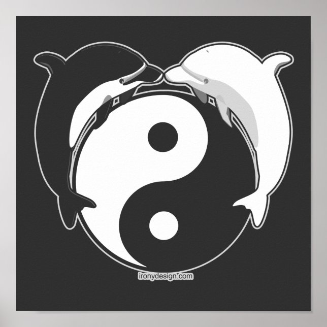 Yin Yang Dolphins Black/White Poster (Front)
