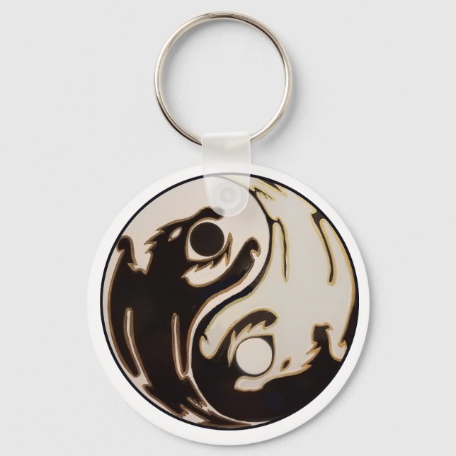 Yin yang Double Dragon Key Ring (Front)