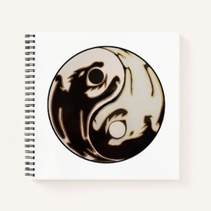 Yin yang Double Dragon Spiral Notebook