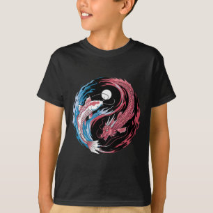 Yin Yang Dragon And Koi Fusion Funny Zen Yoga For  T-Shirt