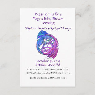 Yin Yang Dragon Baby Personalised Rainbow Custom Invitation