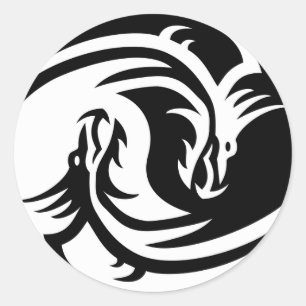 Yin Yang Dragon Classic Round Sticker