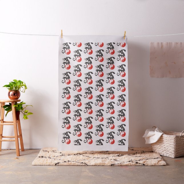 Yin & Yang Dragon Energy + your backgr. & ideas Fabric (In Situ)