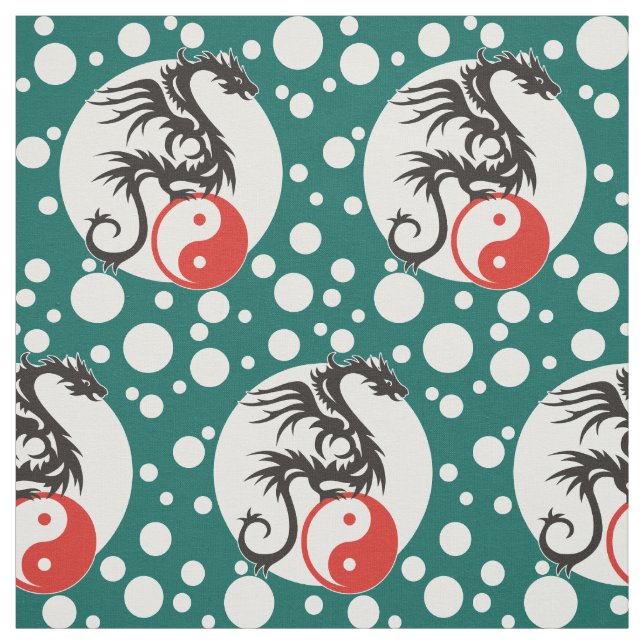 Yin & Yang Dragon Energy + your backgr. & ideas Fabric (Swatch)