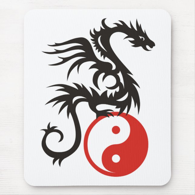 Yin & Yang Dragon Mouse Mat (Front)