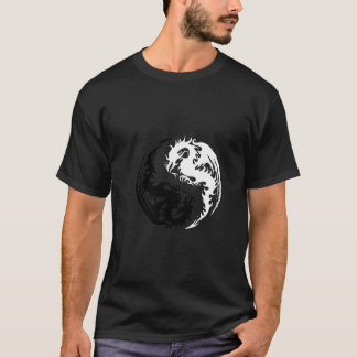 Yin Yang Dragon T-shirt Black and White