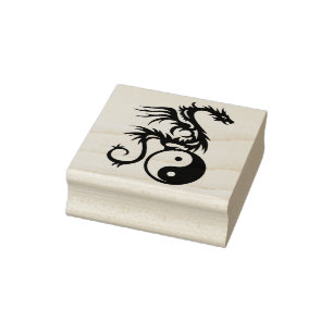 Yin & Yang Dragon + your ideas Rubber Stamp