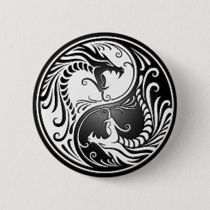 Yin Yang Dragons 6 Cm Round Badge