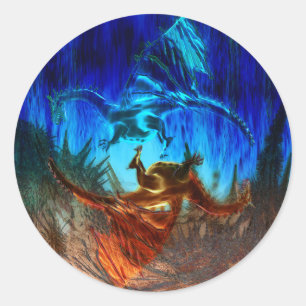 Yin  Yang Dragons Classic Round Sticker