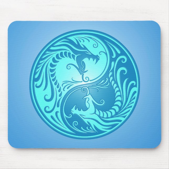 Yin Yang Dragons, light blue Mouse Mat (Front)